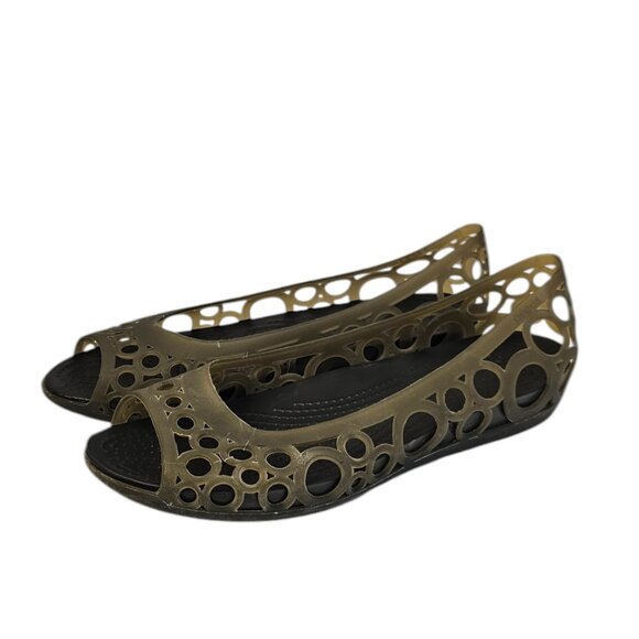 CROCS Womens Adrina Cut Out Ballet Flats, Slip On, Rubber, Comfort, Size 8 - Picture 1 of 7